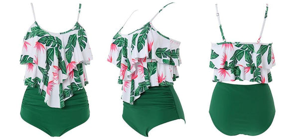 Leopard Bikini High Waist Bikini Animal Print Floral Swimsuit Ruffle Swimsuit Plus Size Swimwear Women Swimsuits for Women Two Piece Bathing Suits Ruffle Tops With High Waist Bottoms Bikini Sets For Teen Girls