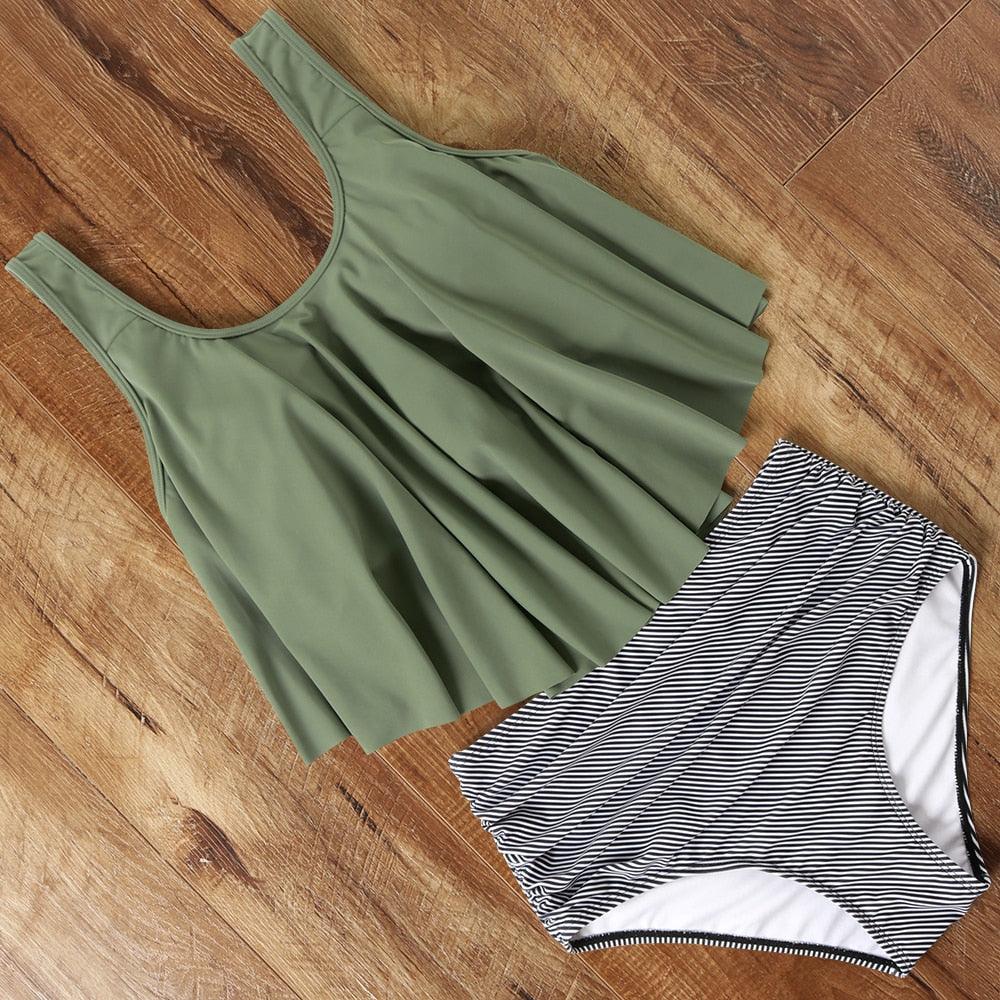 Leopard Bikini High Waist Bikini Animal Print Floral Swimsuit Ruffle Swimsuit Plus Size Swimwear Women Swimsuits for Women Two Piece Bathing Suits Ruffle Tops With High Waist Bottoms Bikini Sets For Teen Girls