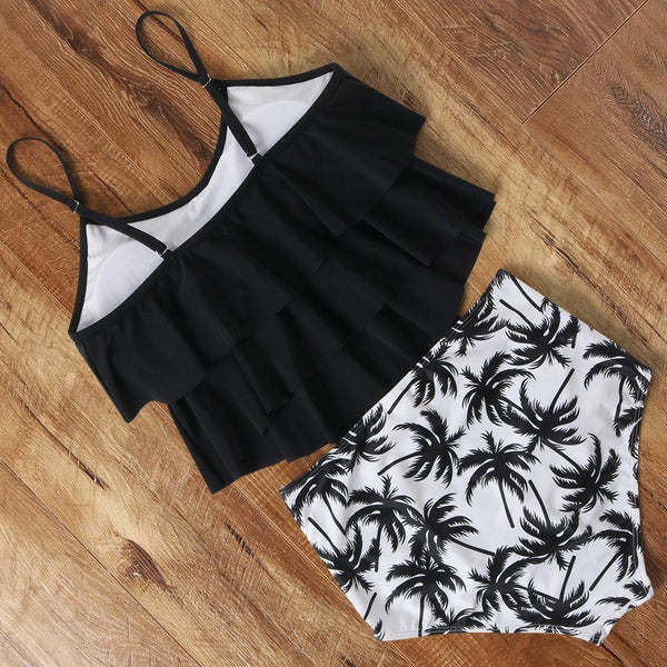 Leopard Bikini High Waist Bikini Animal Print Floral Swimsuit Ruffle Swimsuit Plus Size Swimwear Women Swimsuits for Women Two Piece Bathing Suits Ruffle Tops With High Waist Bottoms Bikini Sets For Teen Girls