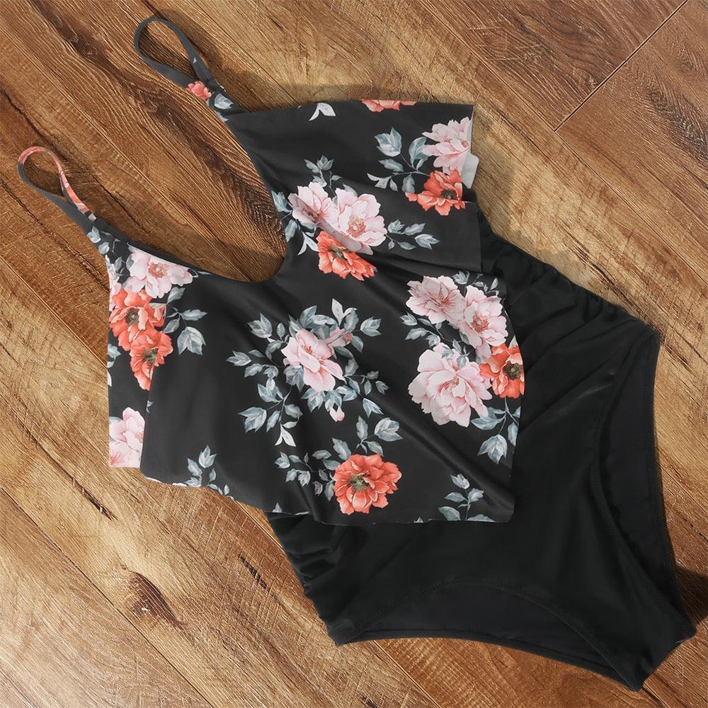 Leopard Bikini High Waist Bikini Animal Print Floral Swimsuit Ruffle Swimsuit Plus Size Swimwear Women Swimsuits for Women Two Piece Bathing Suits Ruffle Tops With High Waist Bottoms Bikini Sets For Teen Girls
