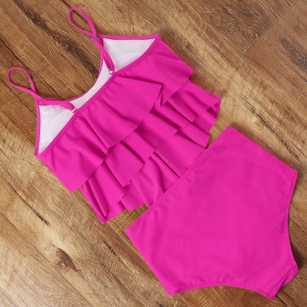 Leopard Bikini High Waist Bikini Animal Print Floral Swimsuit Ruffle Swimsuit Plus Size Swimwear Women Swimsuits for Women Two Piece Bathing Suits Ruffle Tops With High Waist Bottoms Bikini Sets For Teen Girls