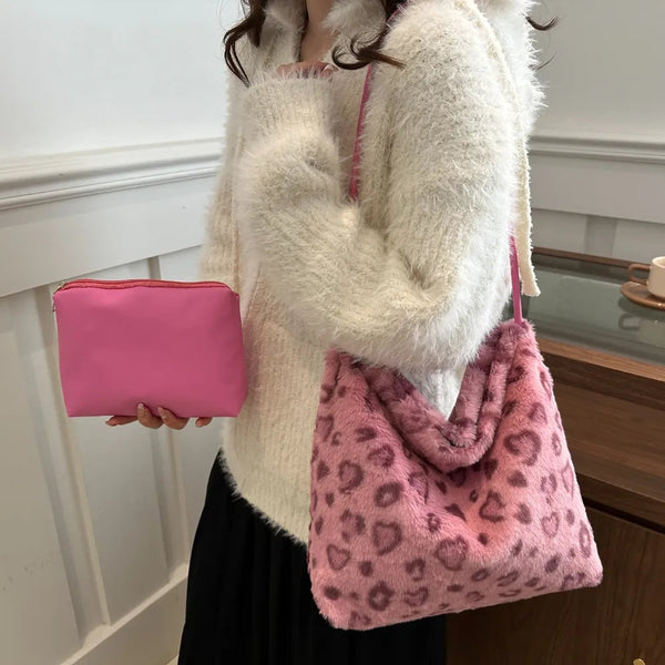 Leopard Furry Shoulder Bag