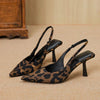 Leopard Point Toe Slingback Pumps - Leopard / 39