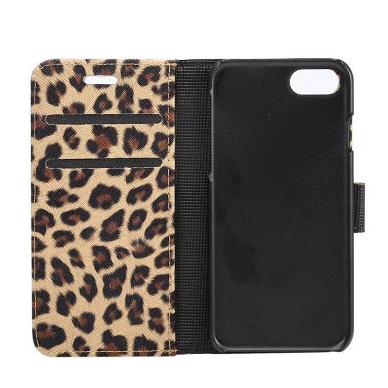 Leopard Print PU Leather Flip Cover Wallet Kickstand Feature with Card Slots Holder Magnetic Clasp Case For iPhone 14 13 12 11 Pro Max Mini 8 Plus 7 X XS XR SE Leather Leopard Flip Cover Luxury Wallet Phone Case