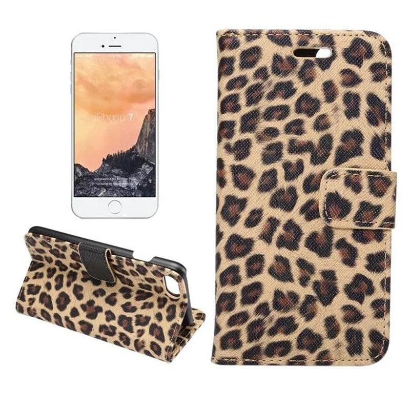 Leopard Print PU Leather Flip Cover Wallet Kickstand Feature with Card Slots Holder Magnetic Clasp Case For iPhone 14 13 12 11 Pro Max Mini 8 Plus 7 X XS XR SE Leather Leopard Flip Cover Luxury Wallet Phone Case