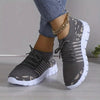 Leopard Round Toe Lace Up Athletic - Dark Gray / 36