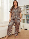 Leopard Short Sleeve Top and Pants Lounge Set - Leopard / 4XL