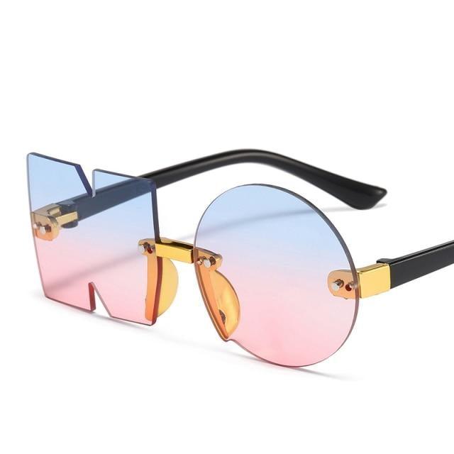 Letter NO Party Rimless Irregular Design Sunglasses For Men/Women Fashionable NO Sunglasses for Kids Oversize & Irregular Design Frameless Polygon Glasses For Children