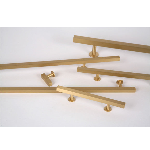 Lew's Square Bar Cabinet Knobs and Handles in Brushed Brass