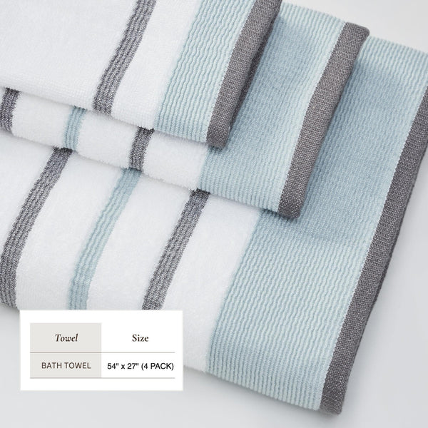 Decorative Cotton Stripe Bath Towel Set - Noelle Collection