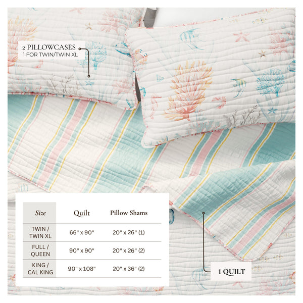 Coastal Coral Reef Quilt Set - Caymen Collection Great Bay Home
