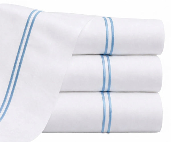 Cotton Flat Sheet - Line Embroidery
