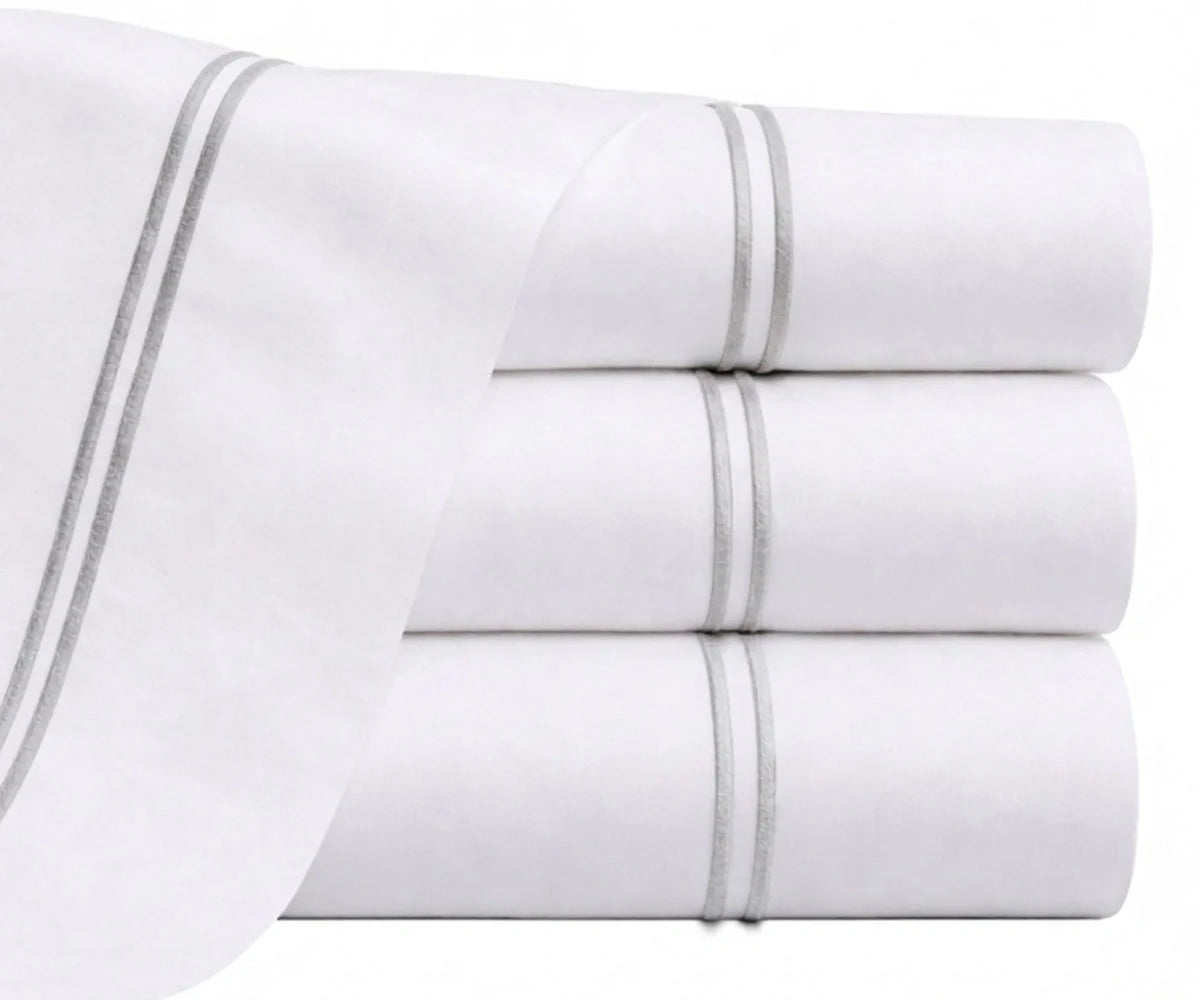 Cotton Flat Sheet - Line Embroidery