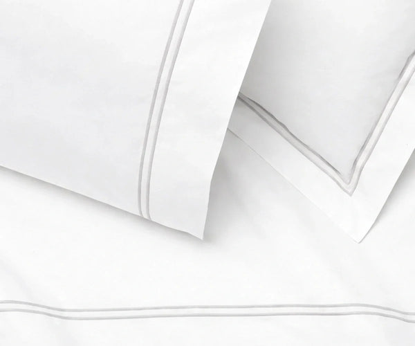 Cotton Flat Sheet - Line Embroidery