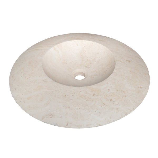 Light Travertine Natural Stone UFO Shape Sink Honed and Filled (D)21
