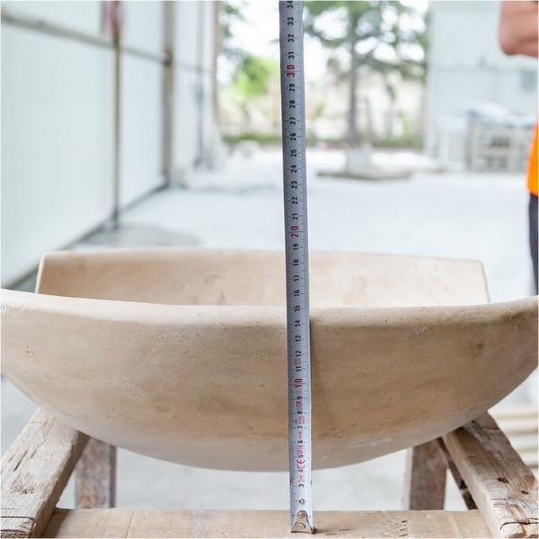 Light Beige Travertine Natural Stone Special Bowl Vessel Sink   (W)16
