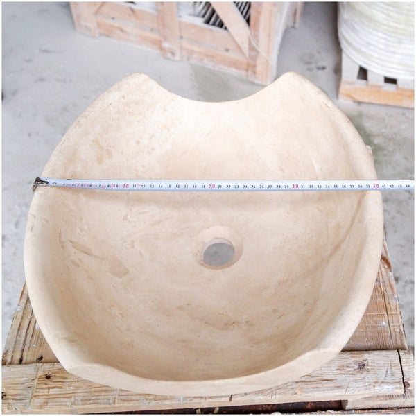 Light Beige Travertine Natural Stone Special Bowl Vessel Sink   (W)16