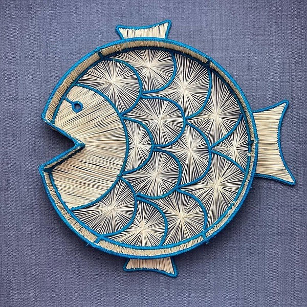 Fish Round Handwoven Decorative Iraca Tray