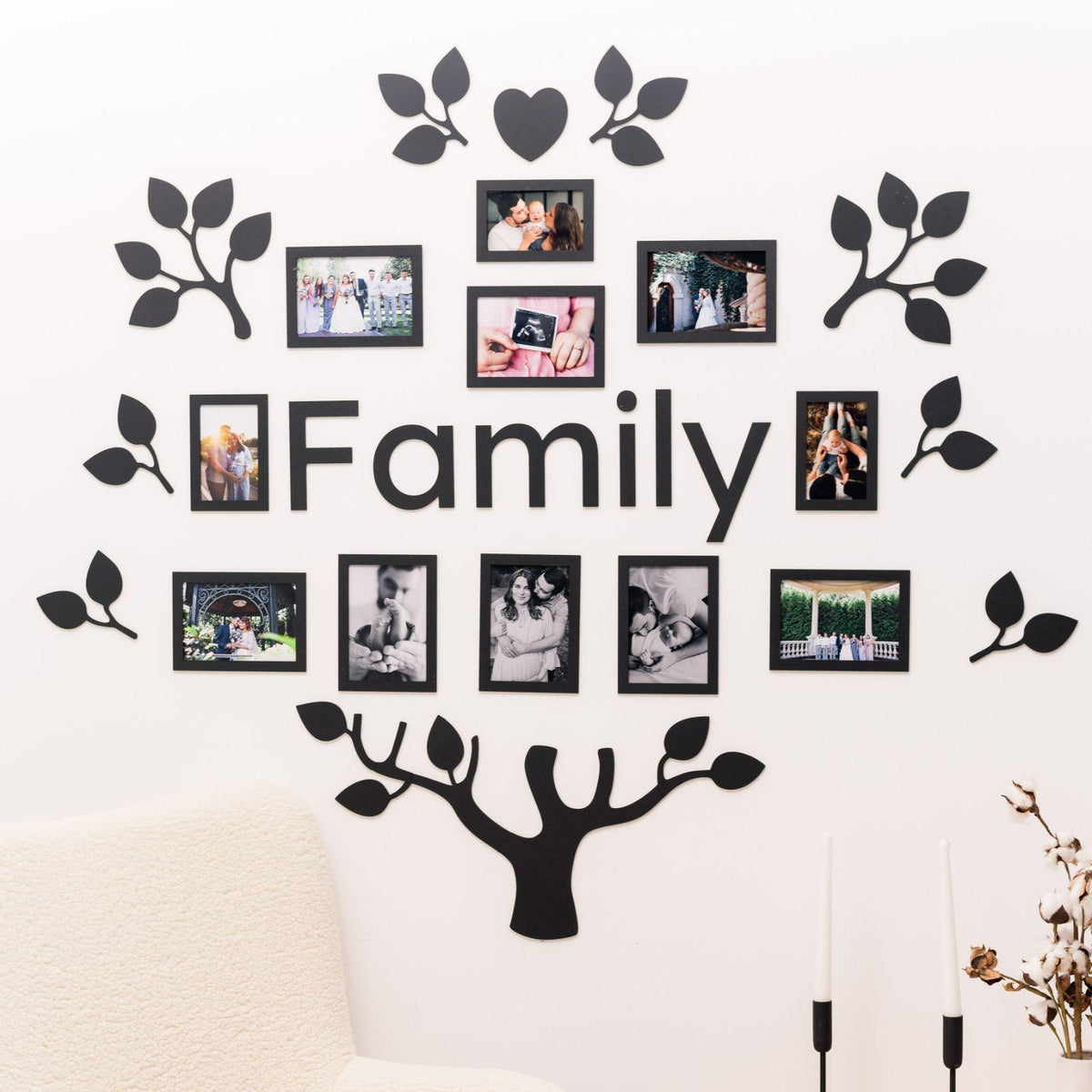 Wooden Led Family Tree - Black Ember