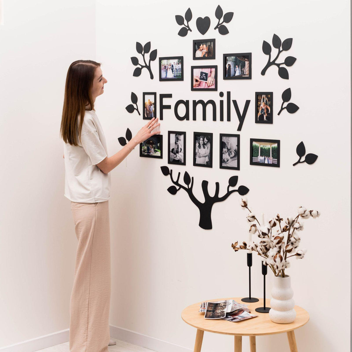 Wooden Led Family Tree - Black Ember