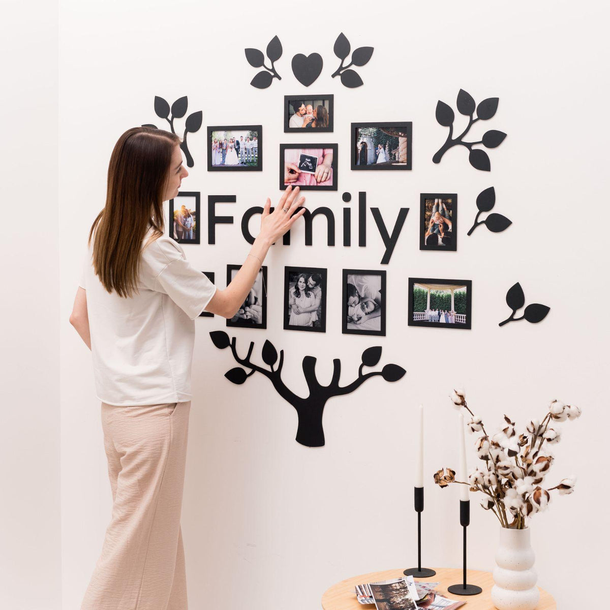 Wooden Led Family Tree - Black Ember