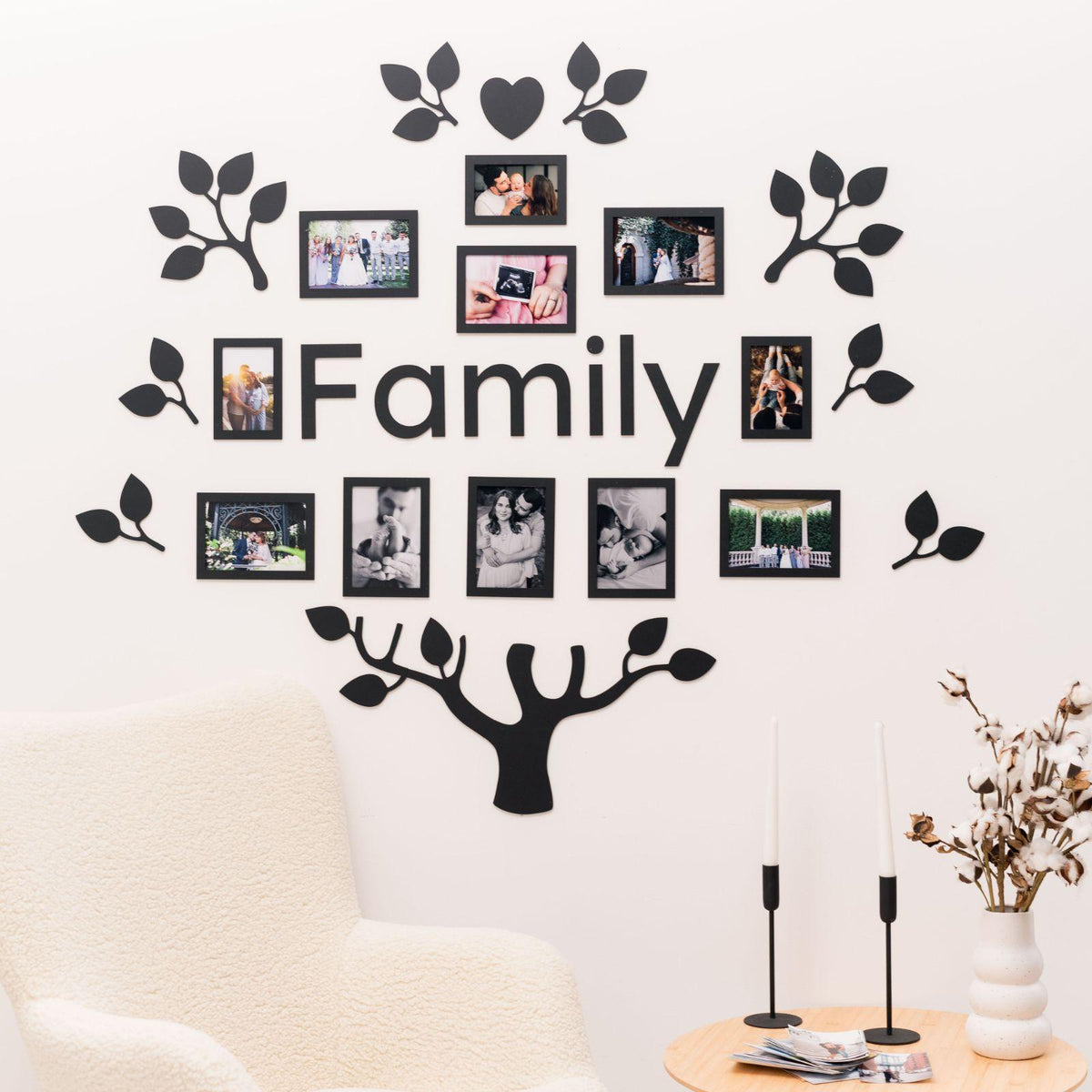 Wooden Led Family Tree - Black Ember