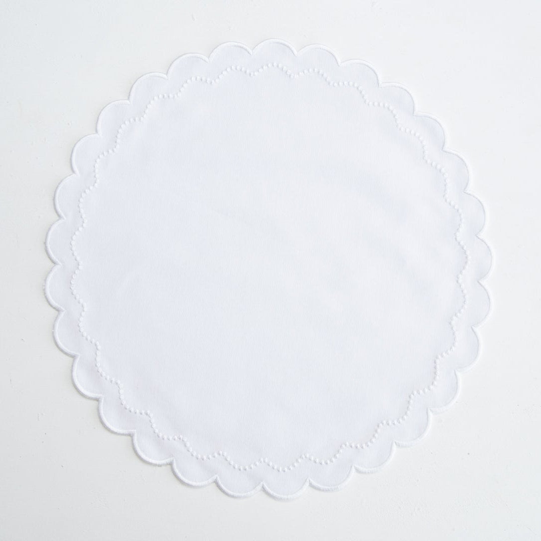 SPRING TABLE DECOR – LILY WHITE ROUND FABRIC PLACEMAT & NAPKIN SET