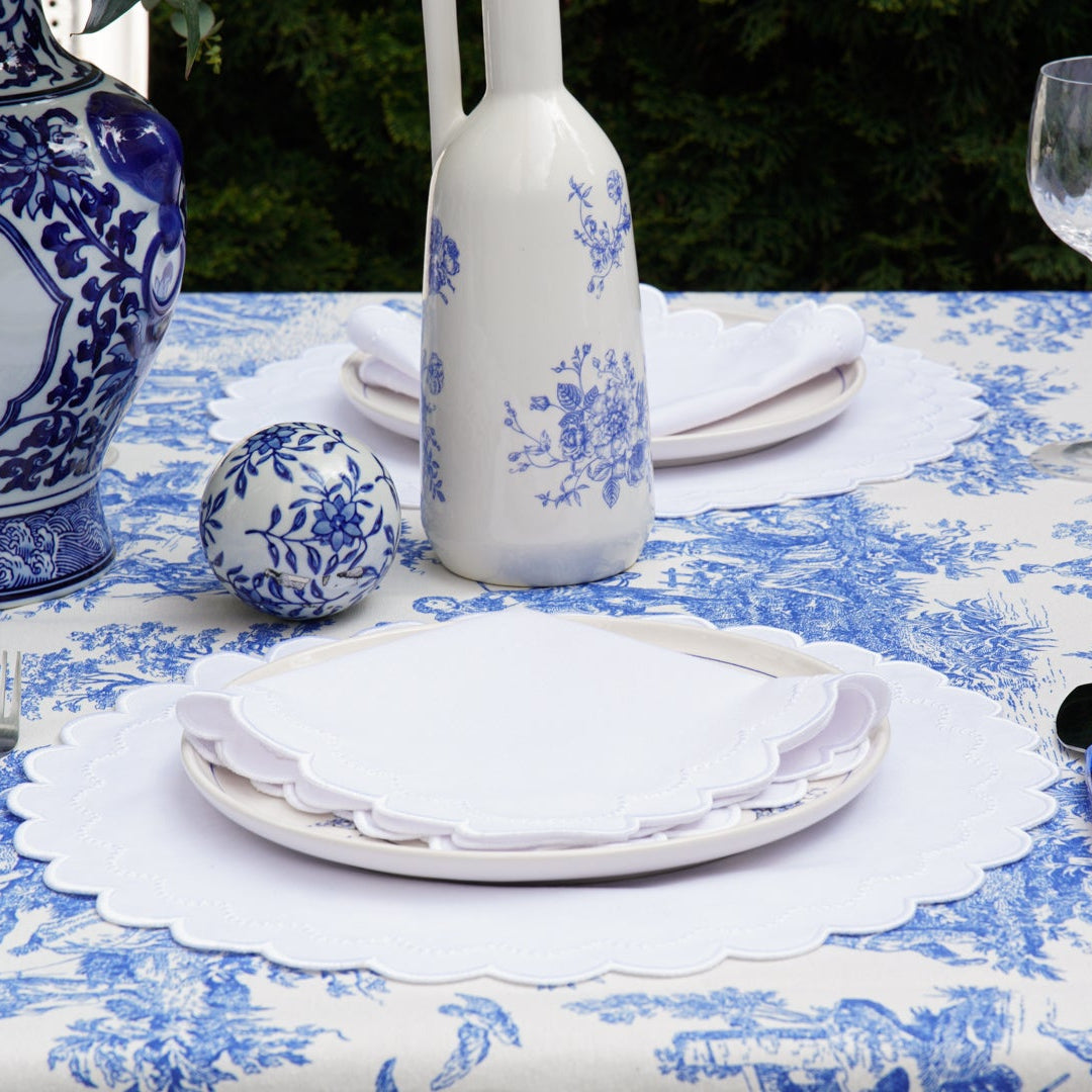 SPRING TABLE DECOR – LILY WHITE ROUND FABRIC PLACEMAT & NAPKIN SET