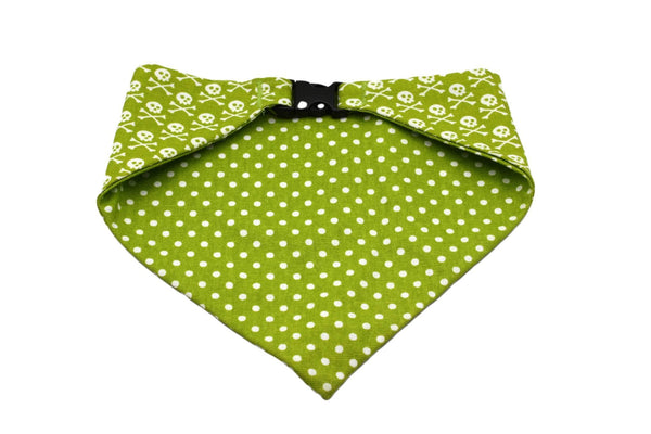Lime Green Skull Reversible Dog Bandana - Gifts for You 'n Me