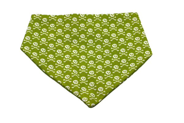 Lime Green Skull Reversible Dog Bandana - Gifts for You 'n Me