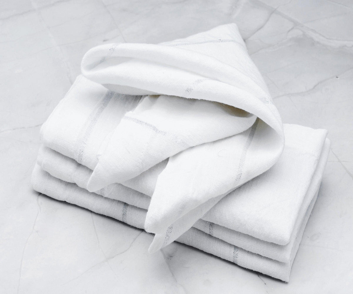 Lurex Linen Napkins - Metallic Silver Napkins