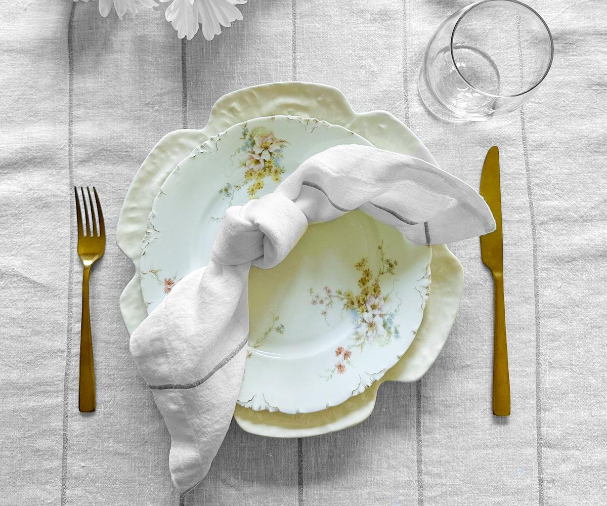 Metallic Thread Linen Napkins