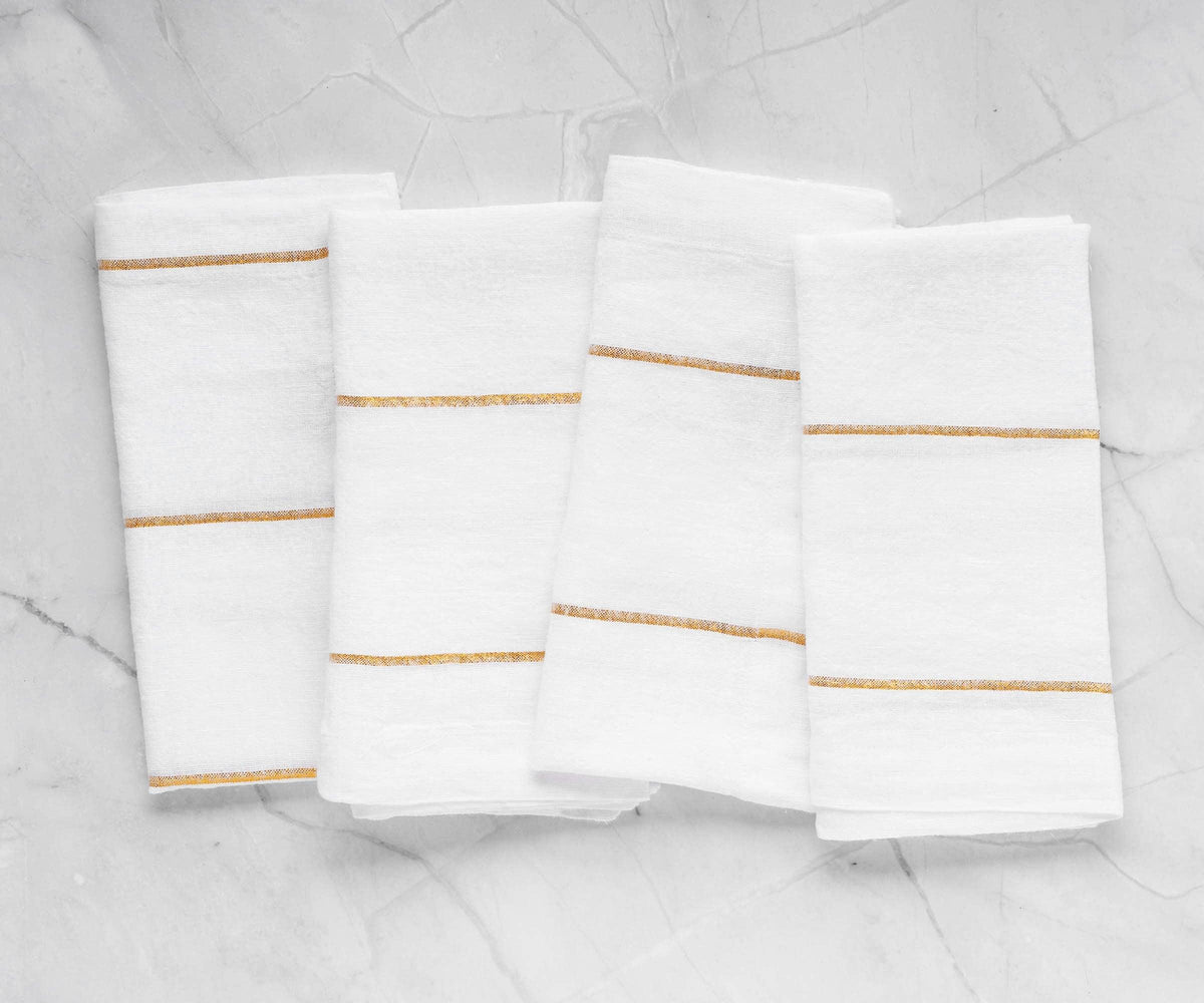 Metallic Thread Linen Napkins