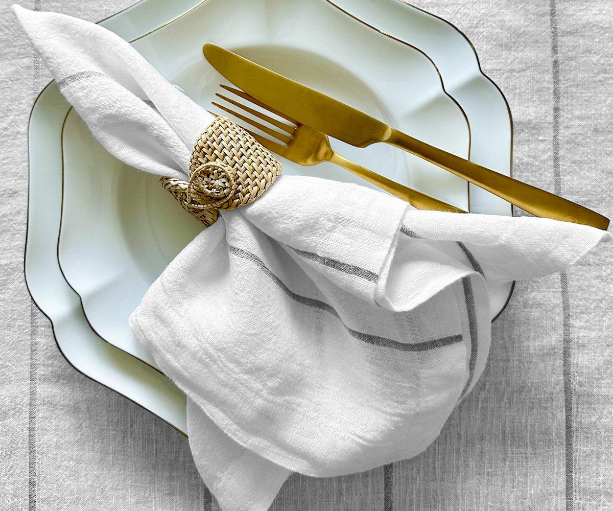 Metallic Thread Linen Napkins
