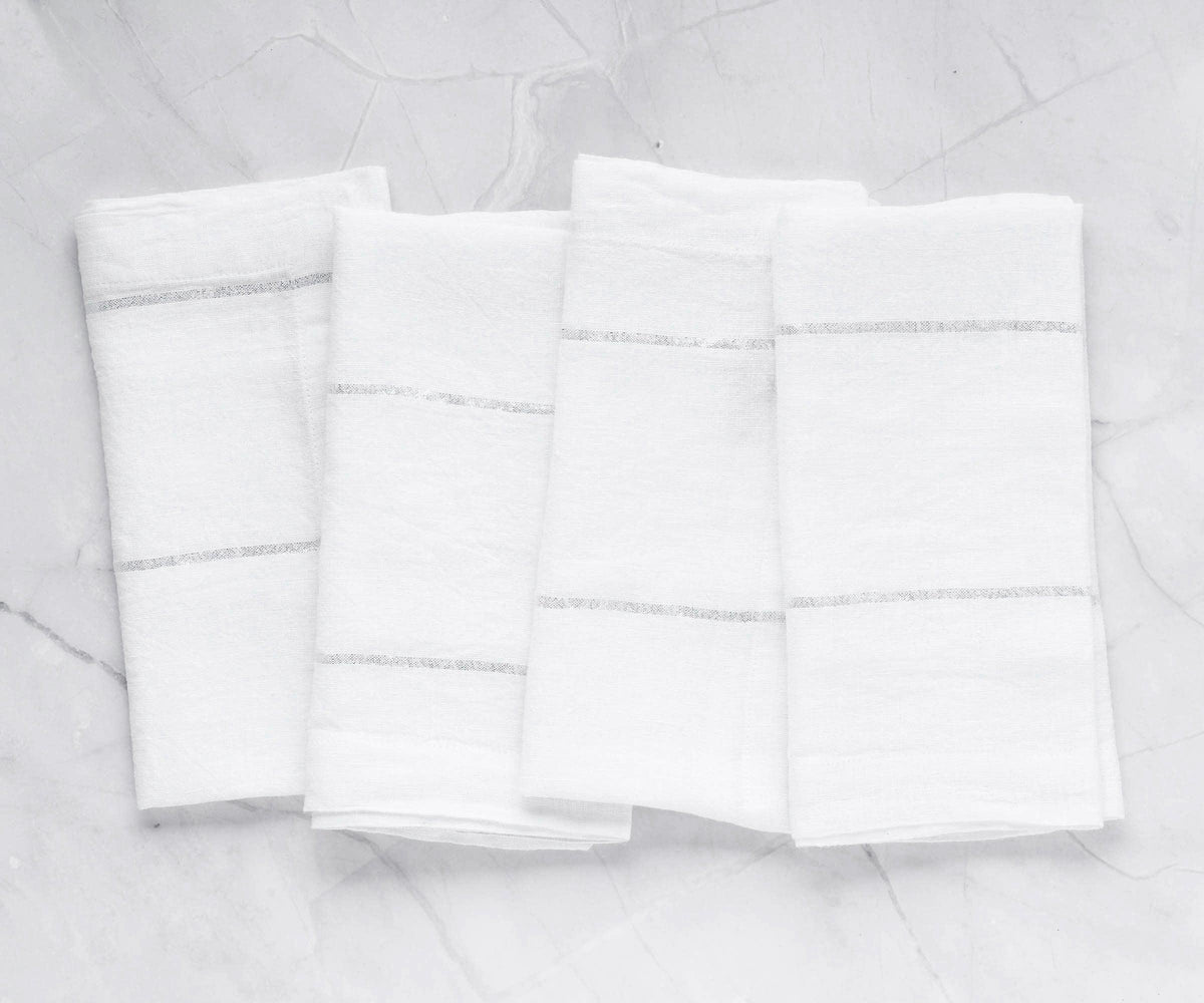 Metallic Thread Linen Napkins