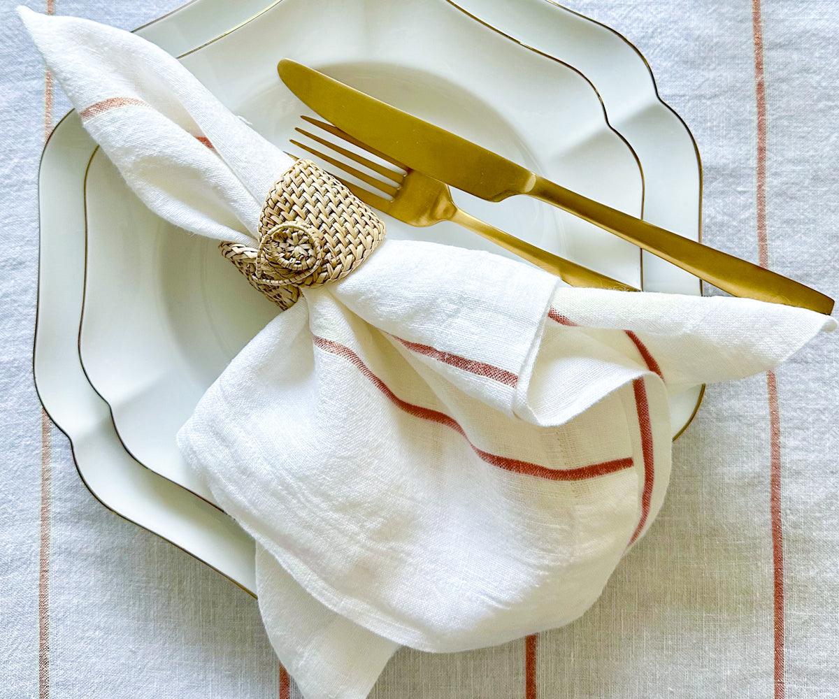Metallic Thread Linen Napkins