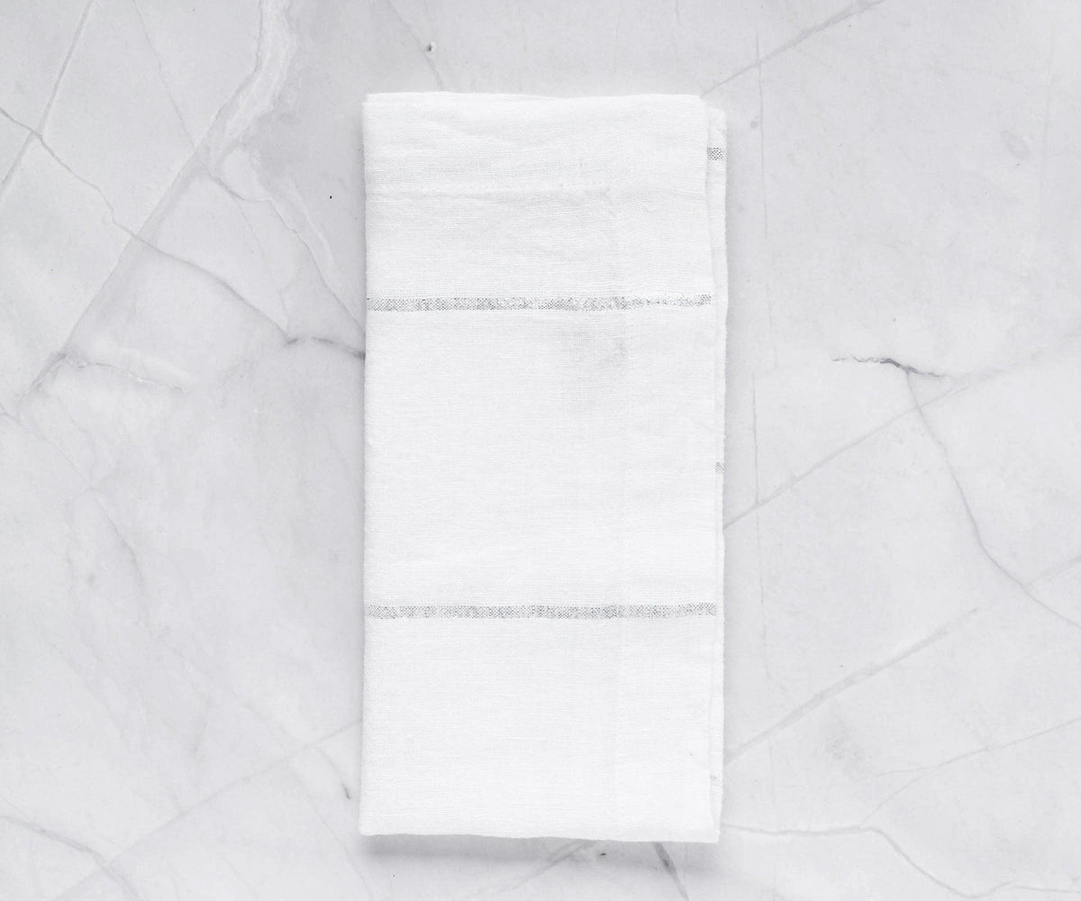 Lurex Linen Napkins - Metallic Silver Napkins
