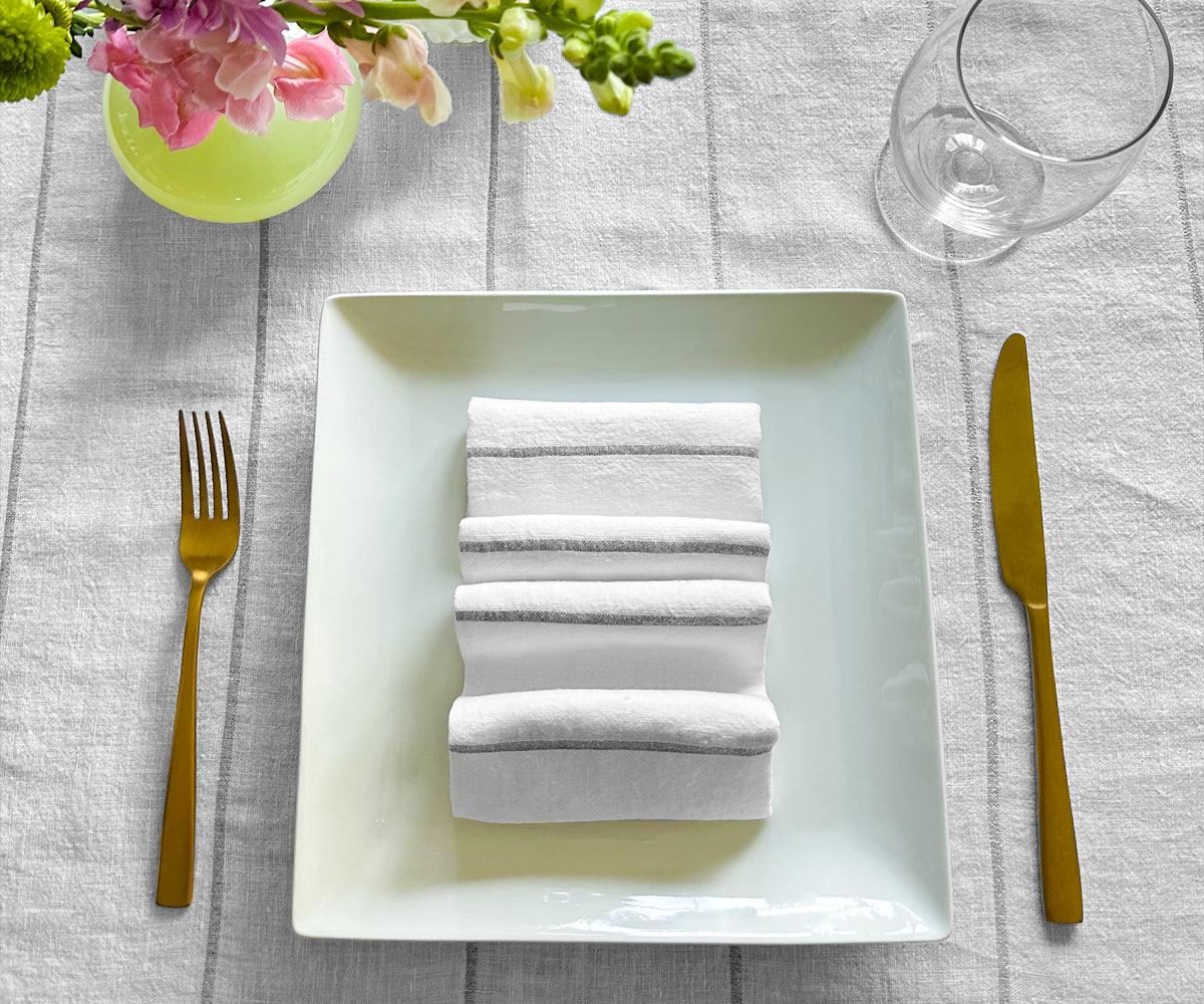 Lurex Linen Napkins - Metallic Silver Napkins