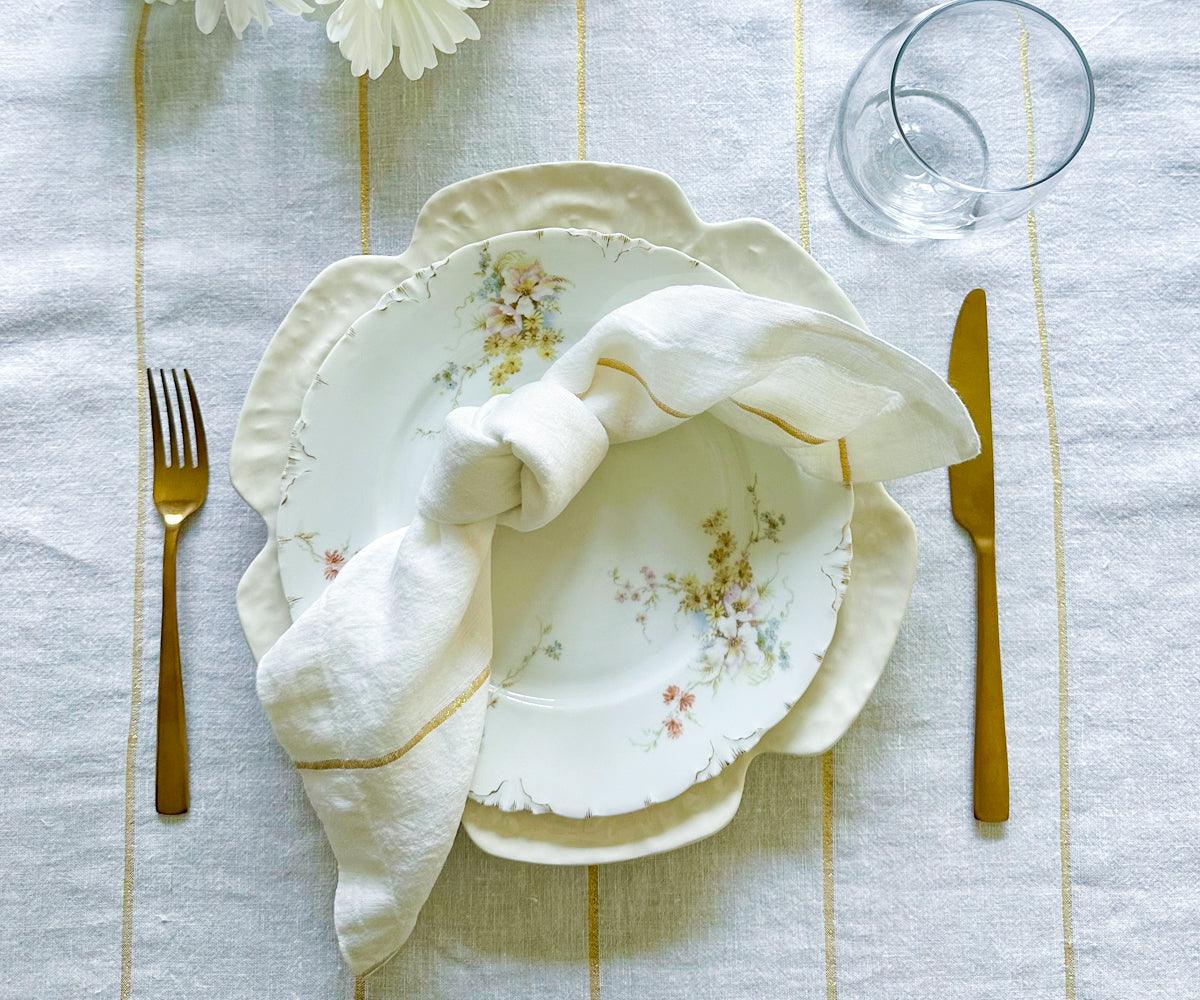 Metallic Thread Linen Napkins