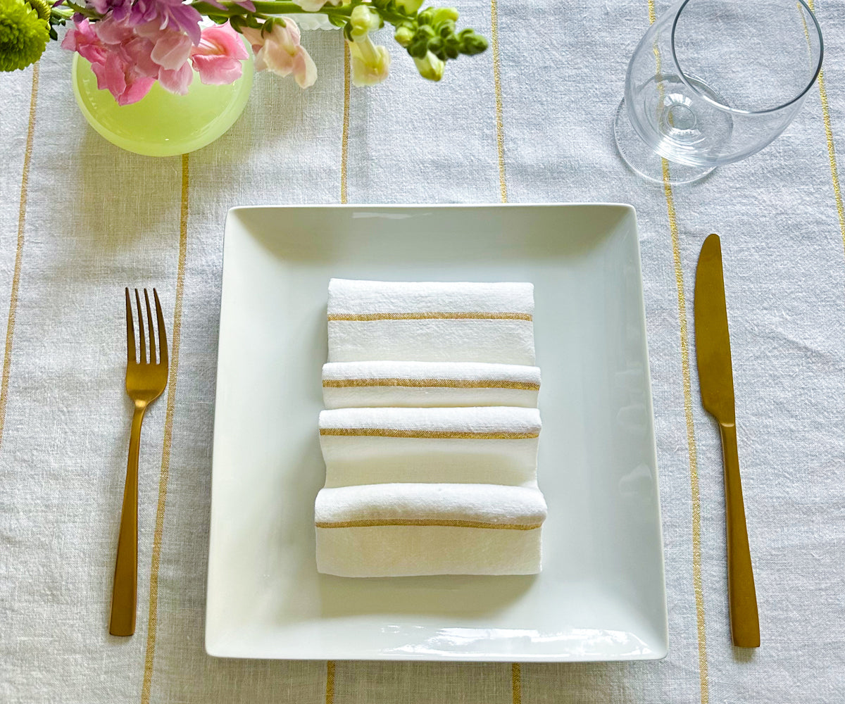 Metallic Thread Linen Napkins
