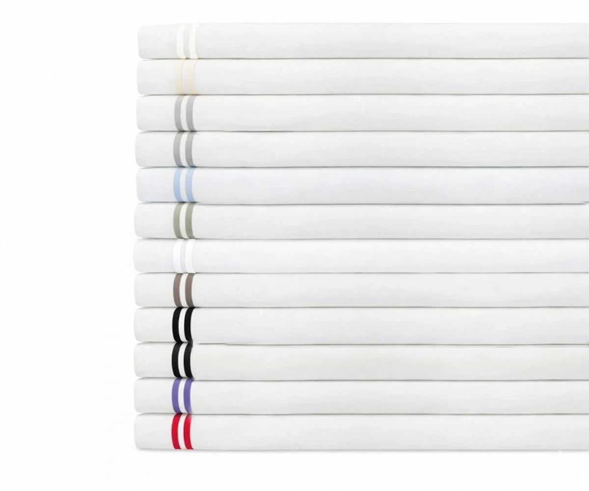 Cotton Flat Sheet - Line Embroidery