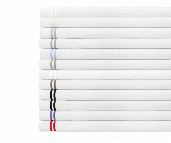 Cotton Flat Sheet - Line Embroidery