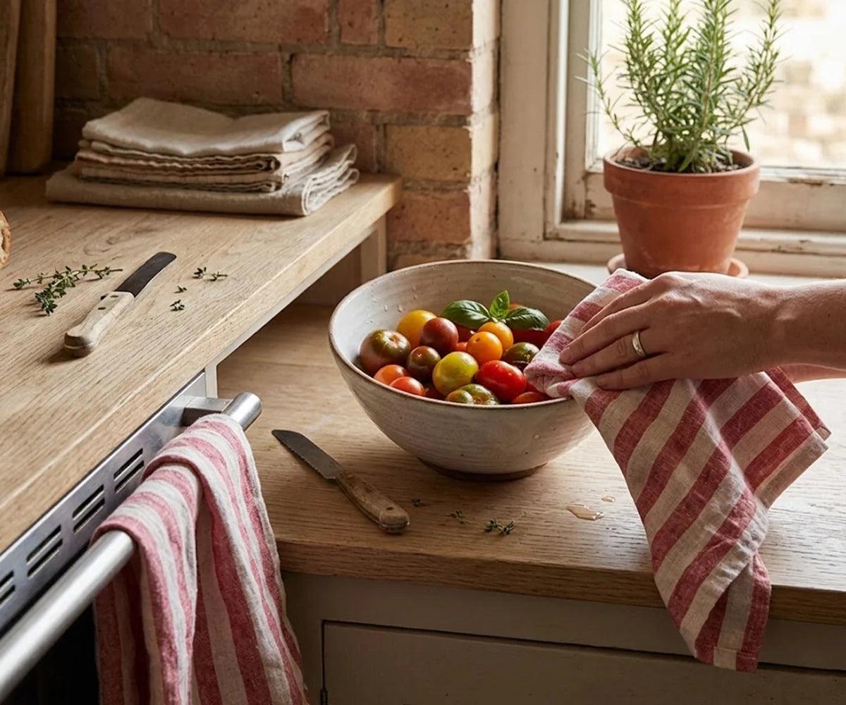 Italian Stripe Linen Towels - Dish Towels