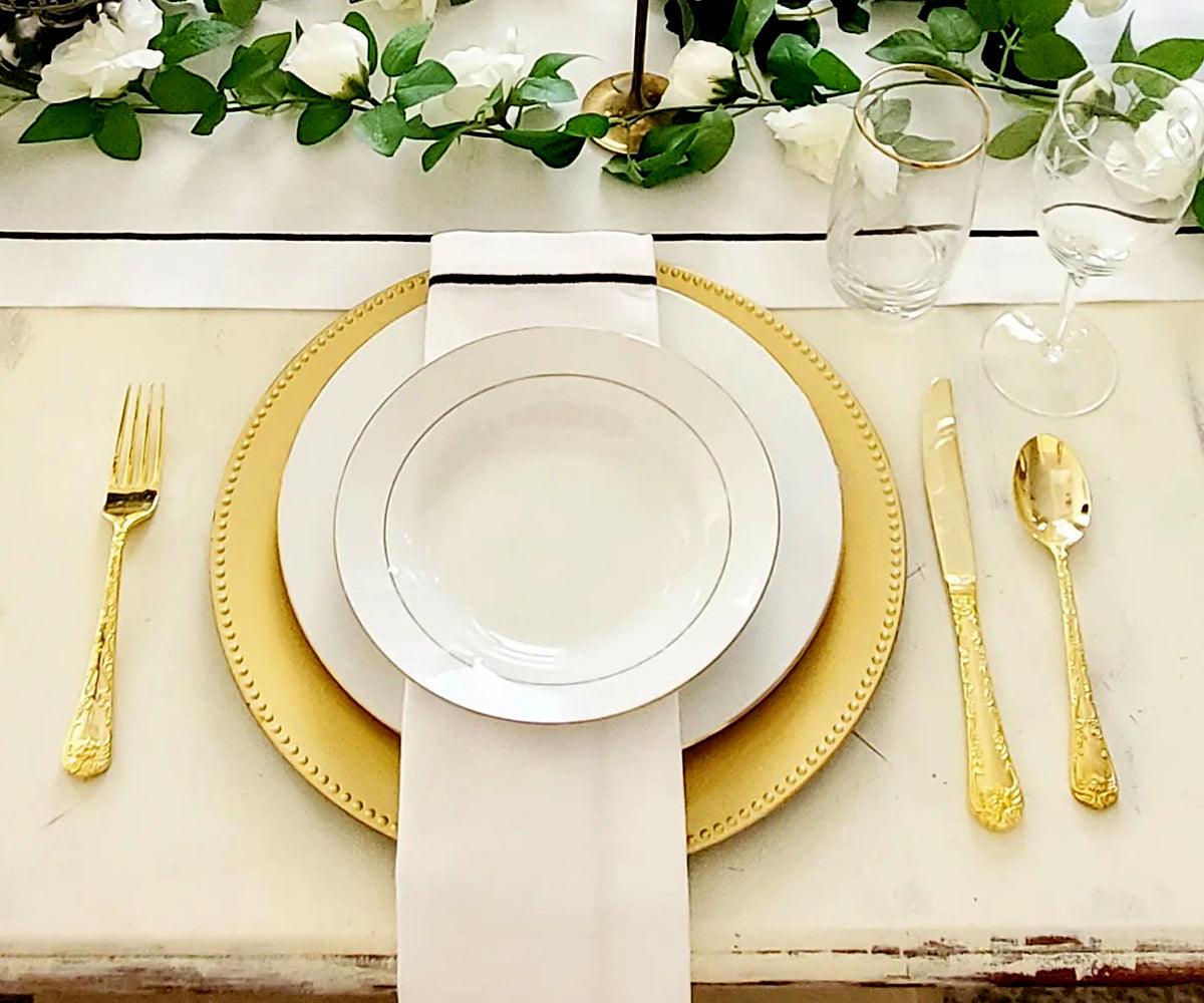 Black Embroidery Napkins - Line Design