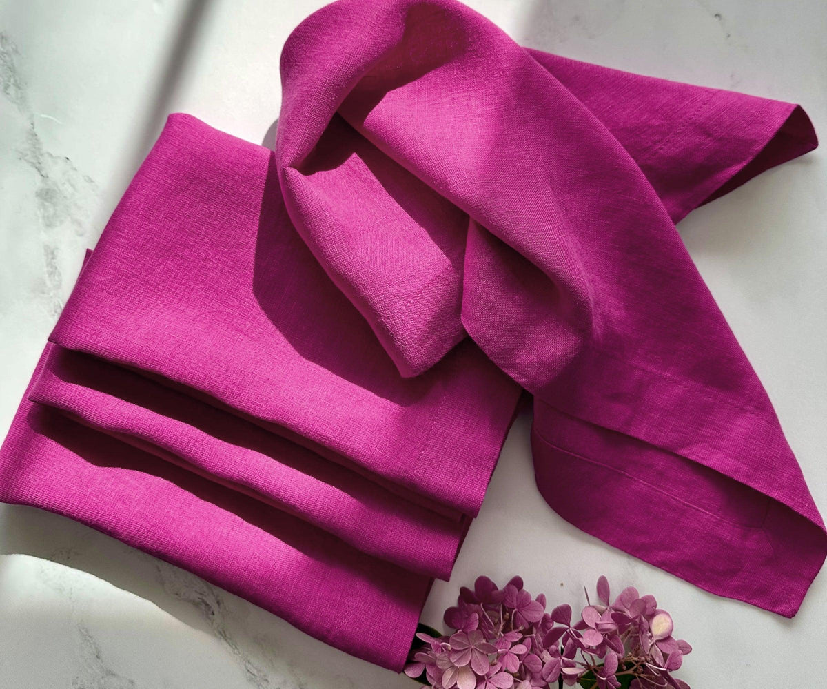 Pink Linen Napkins Set of 4