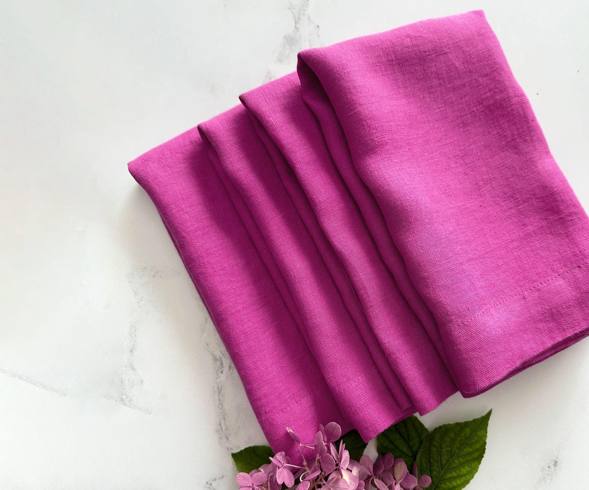 Pink Linen Napkins Set of 4