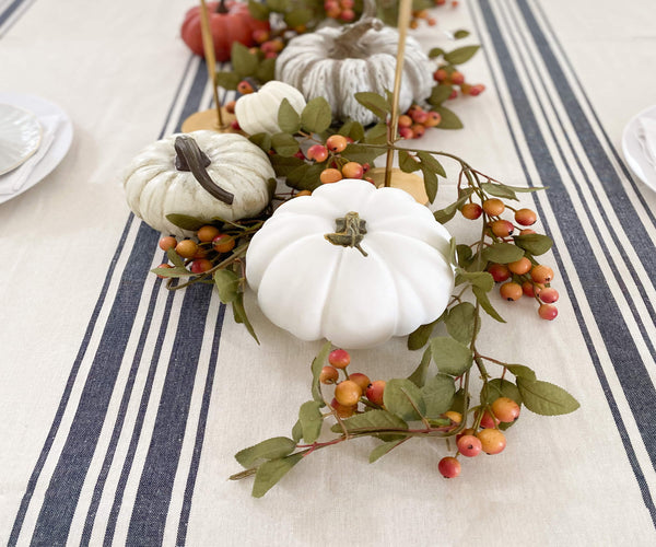 Navy Blue Striped Tablecloth
