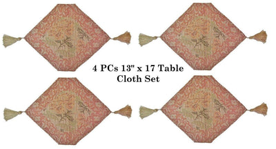 DaDa Bedding Set of 4-Pieces Nature Garden Floral Roses Tapestry Table Dining Cloth Runner Set - 13