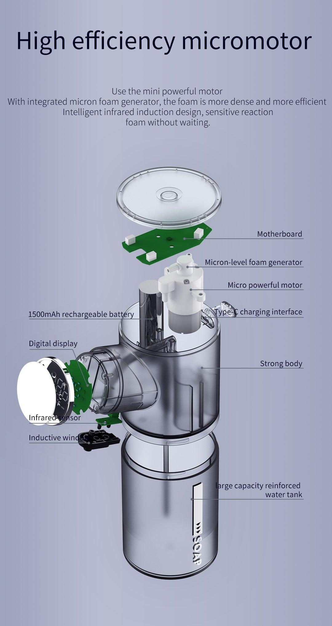 Liquid Soap Dispensers USB Rechargeable Temperature Display Automatic Dispenser Soap Foam Hand Sanitizer Machine Automatic Foaming Soap Dispenser Touchless Rechargeable Sensor Hand Soap Dispenser With Display Suitable For Bathrooms Kitchens Restaurant
