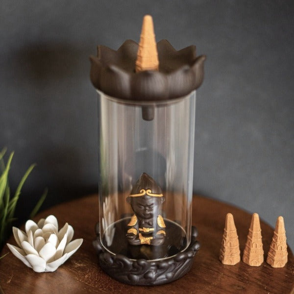 Glass Little Monk Backflow Incense Burner